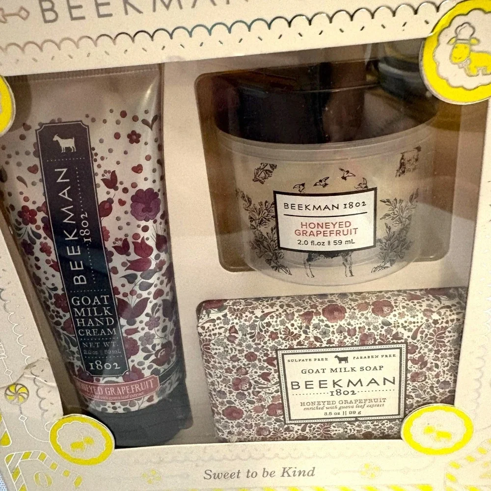 Beekman 1802‎ Honeyed Grapefruit Goat Milk Soap Hand & Body Cream 3pc Gift Set